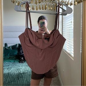 White Fox Boutique Brown Cowl Neck Corset Top